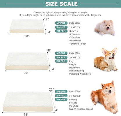Vonabem Waterproof Dog Beds Medium Sized Dog, Washable Crate Pad 30 inch, Outdoor Orthopedic Foam Puppy Bed with Removable Cover Reversible, Anti-Slip Kennel Pad, 29"x18", Beige