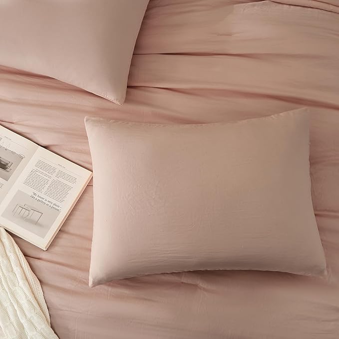 WRENSONGE Twin/Twin XL Comforter Set for Girls Teens, 1 Dusty Pink Comforter & 1 Pillow Sham, Soft Lightweight Kids Comforter Sets for All Seasons Dorm Bedding
