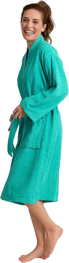 Soft Touch Linen Women's Robe Terry Cotton Cloth- Kimono Style- Thick, Breathable & Comfortable- Lightweight & Absorbent