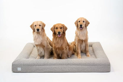 Luxury Boucle Orthopedic Memory Foam Dog Bed with Waterproof Liner and Machine Washable Cover with YKK Zippers (X-Large, 61" L x 44" W x 7" Th, Sand)