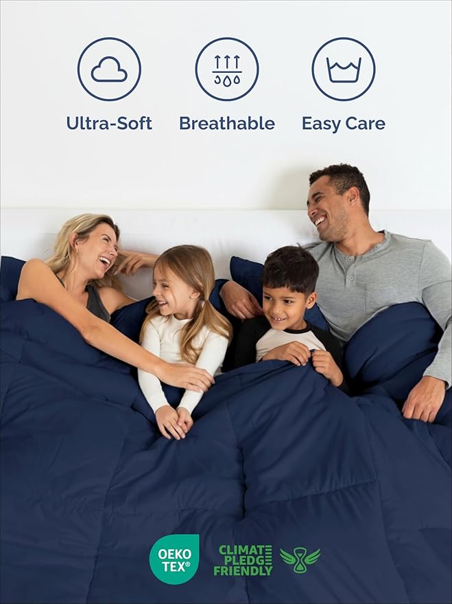 Twin XL Comforter Set - 2 Piece Bed Set for All Seasons - 1 Soft Quilted Comforter with Corner Tabs & 1 Pillow Sham - Comfy and Breathable - Premium Down Duvet Insert - Oeko-TEX - Twin XL Size, Navy