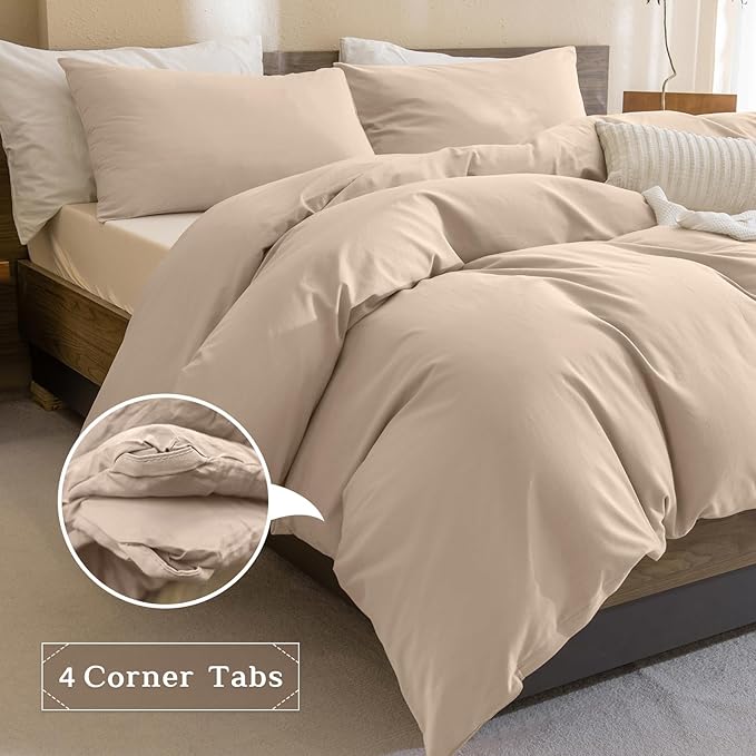 CozyTide Cotton King Comforter Set,Lightweight Boho Warm Taupe Bedding Comforter Set 3 Pieces(1 Solid Color Comforter and 2 Pillowcases) Soft Fluffy Bedding Set for All Season