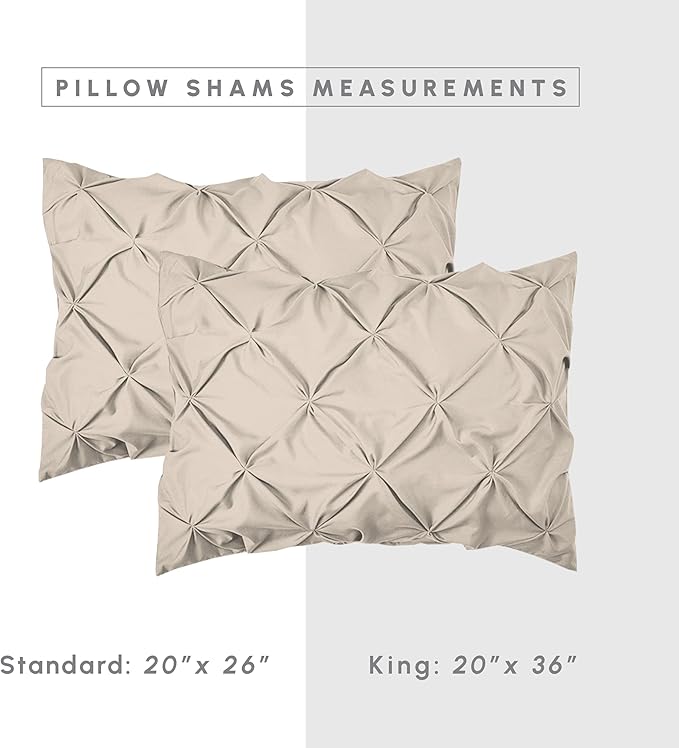 Elegant Comfort 8-Piece Pinch Pleated Comforter Set - All Season Complete Bed in a Bag, Includes 4pc Smart Sheet Set, Bed Skirt, Comforter, Matching Pillowcases and Shams, King/Cal King, Cream