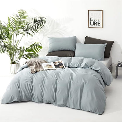 CLOTHKNOW Light Blue Full Size Comforter Sets Blue Bedding Comforter Sets Soft All Season Comforter with 2 Pillow Cases Women Men Bedding