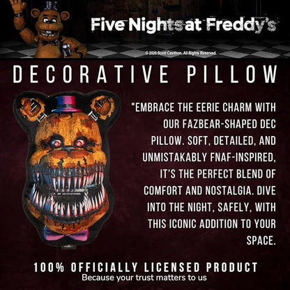 Franco Collectibles Super Soft Bedding Decorative Cushion Throw Pillow (Official Licensed Product), 15" Tall, Five Nights at Freddy's