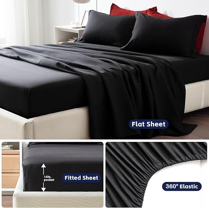 COZYART King Comforter Set 7 Pcs, Red Bed in a Bag, All Season Lightweight Soft Reversible Bedding Sets, 1 Comforter, 1 Flat Sheet, 1 Fitted Sheet, 2 Pillow Shams, 2 Pillowcases