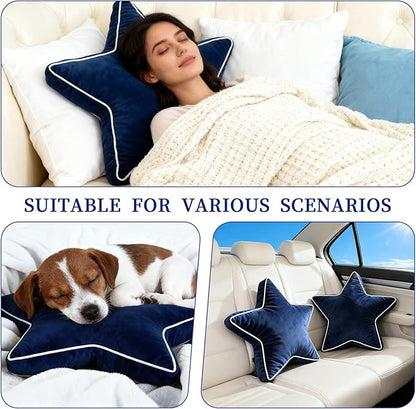 Star Pillow - Bedroom Décor Throw Pillows Navy Blue Decorative Pillow for Bed Couch