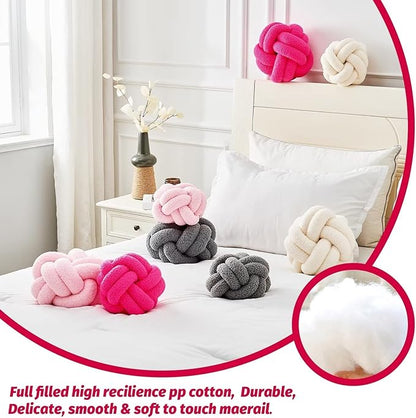 Uvvyui Knot Pillow Ball, Soft Hot Pink Home Decor Knotted Pillows, Handmade Round Plush Throw Pillow, Aesthetic & Cute Large Decorative Pillows for Bed, Floor, Couch, Bedroom Home Decor 11 inches