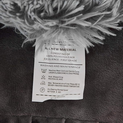 Flysheep Luxury Faux Fur Full/Queen Size Winter Comforter Set Shaggy Velvet Gray Long Hair, 3 Pieces Plush Flannel Sherpa Backing Reversible Soft Microfiber Super Warm Bedding Set for Holiday