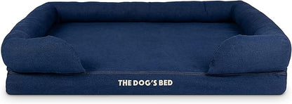 The Dog’s Bed Orthopedic Memory Foam Dog Bed with Bolsters, Oxford Fabric, Blue Denim, XL