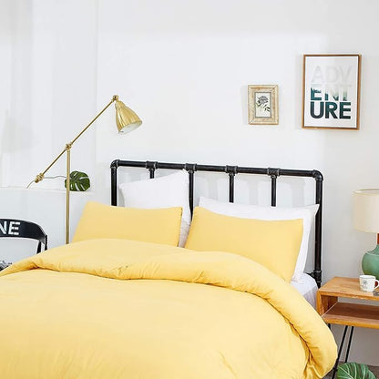 CLOTHKNOW Yellow California King Comforter Set 3Pcs Light Yellow Bedding Comforter Sets Cal King