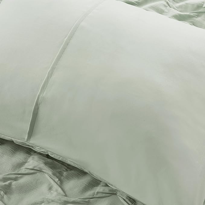 Comfort Spaces Twin/Twin XL Comforter Set for College Ogee Ruched Crinkle Texture Breathable Comforter Set Twin Dorm All Season Lightweight Bedding Set Shabby Chic Décor Pilow Green 3 Piece