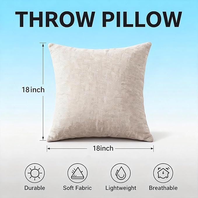 Decorative Couch Pillow Covers SofaThrow pillows with inserts included Bohemian-Style Country Cushion Cover Suitable for Beds, Sofas, Living Rooms, and Home Decor 2pack 18X18 inch.(Oat Yellow #P3-06)