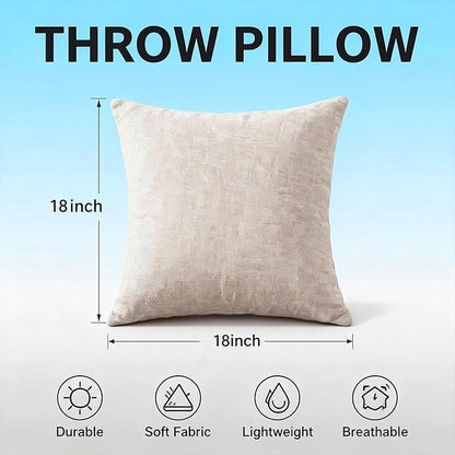 Decorative Couch Pillow Covers SofaThrow pillows with inserts included Bohemian-Style Country Cushion Cover Suitable for Beds, Sofas, Living Rooms, and Home Decor 2pack 18X18 inch.(Oat Yellow #P3-06)