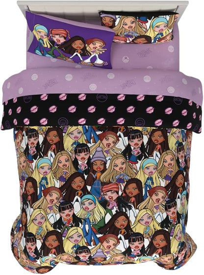 Bratz Fashion Bedding 7 Piece Super Soft Reversible Comforter and Sheet Set with Sham, Full, (100% Official Licensed Product) by Franco