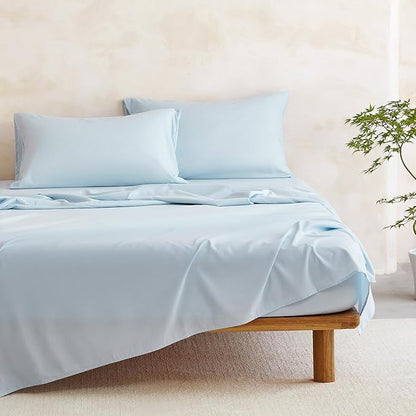 Wake In Cloud - Floral Comforter Set with Sheets, Cute Vintage Flower Cottagecore Aesthetic for Women Teen Girls, 7 Pieces Bed in a Bag, Light Blue, Full Size