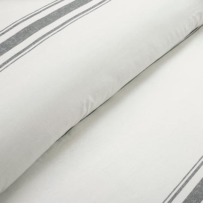 Lush Decor Farmhouse Stripe Reversible Cotton Comforter Set, 3 Piece Set, Full/ Queen, Dark Gray - Cozy Farmhouse Bedding Set - Rustic Decor - Striped Comforter - Modern Farmhouse Bedroom Decor