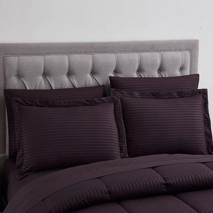 Queen Comforter Set 8 Piece Bed in a Bag with Bed Skirt, Fitted Sheet, Flat Sheet, 2 Pillowcases, 2 Pillow Shams, Queen, Dobby Purple