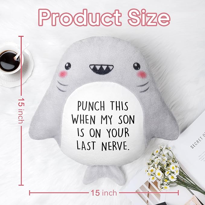 Funny Daughter in Law Gifts - Novelty Cute Shark Pillow- Wedding/Bridal Shower/Birthday Gifts for Daughter in Law, Future DIL, Sons Girlfriend, 15”×15”