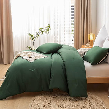 weigelia Emerald Full Size Comforter 3PCS Microfiber Full Size Comforters Set for All Season Boho Dark Green Comforter for Women and Men Soft Lightweight Bed Comforter Set