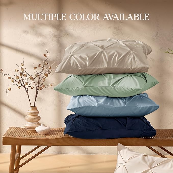 Andency Sage Green Comforter Twin(66x90Inch), 2 Pieces(1 Pintuck Comforter, 1 Pillowcase) Microfiber Pinch Pleat Comforter Set Twin Size, Lightweight and Soft Bedding Comforter Set