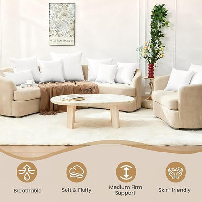 BHZ 22x22 Throw Pillow Insert, Down Feather Pillow Inserts, Decorative Soft Square White 22 x 22 Inch Pillows Insert for Couch Bed Dorm Sofa with Cover