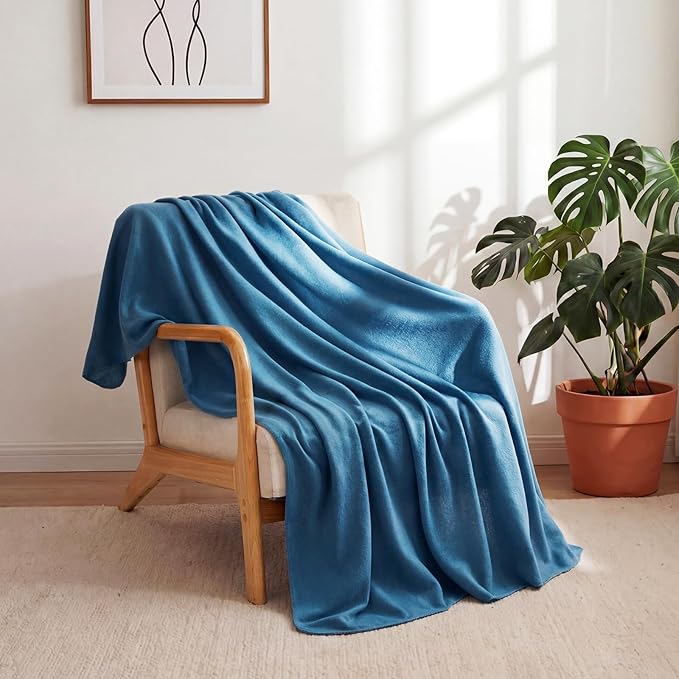 Buryeah 10 Pcs Fleece Blanket Bulk Soft Warm Blankets Cozy Fleece Lightweight Throw Blankets Plush Pet Throw Blanket for Home Bed Sofa Office Wedding Gifts Travel(50" X 60",Foggy Blue)