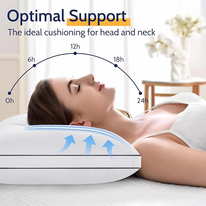 Pillows Queen Size Set of 2, Bed Pillows for Sleeping 2 Pack, Luxury Hotel Quality, Supportive Queen Pillows with Soft Down Alternative for Back Stomach Side Sleepers, Machine Washable