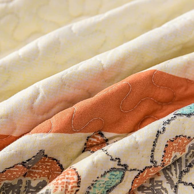 Bohemian King Size Quilt Comforter Bedding Set -3 Pieces Red Quilts (1 Quilt, 2 Pillow Shams) Bedding Set, All Season Lightweight Bedspreads Sleep Companion