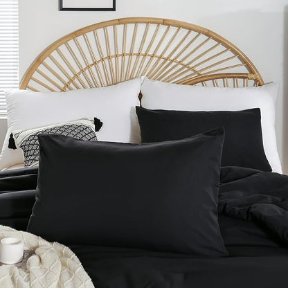 weigelia Queen Comforter Set Black Comforter Boho Solid Color Bedding Comforter Set for All Season Soft Lightweight Microfiber 3PCS Cozy Reversible Comforter Set (1 Comforter, 2 Pillowcases)