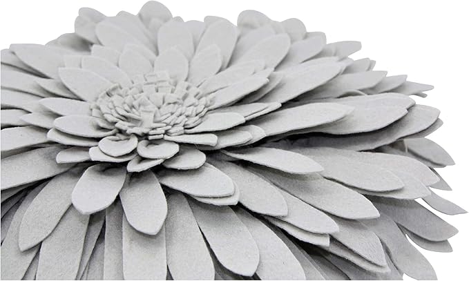 Flower Decorative Pillow - 3D Daisy Flower Pillow, Sunflower Throw Pillow -14.5 x 13 inch Round Decor Pillow - Flower Home Decorations - Couch & Bed Flower-Shaped Pillow (Case + Insert, Solid Grey)