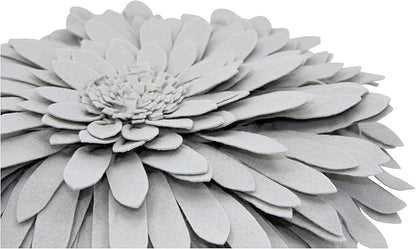 Flower Decorative Pillow - 3D Daisy Flower Pillow, Sunflower Throw Pillow -14.5 x 13 inch Round Decor Pillow - Flower Home Decorations - Couch & Bed Flower-Shaped Pillow (Case + Insert, Solid Grey)