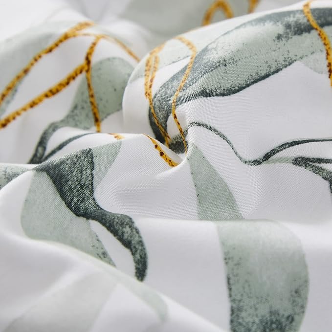 WONGS BEDDING Botanical Comforter Set Full, 7 Pieces Floral Reversible Bed in a Bag Green Leaves Bedding Set Soft Microfiber Full (1 Comforter,2 Pillowcase,2 Pillow Shams,1 Flat Sheet,1 Fitted Sheet)