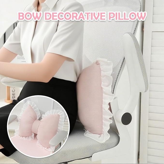 Set of 2 Bow Shaped Throw Pillow Soft Bowknot Decorative Pillows Cute Car Lumbar Pillows Novelty Bow Pillow for Sofa Couch Bed Living Room Bedroom