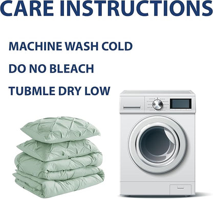 Cathay Home Twin Bedding - Pintuck 2-Piece Comforter and Sham Set - Ultra Soft & All Season Warmth - Misty Blue