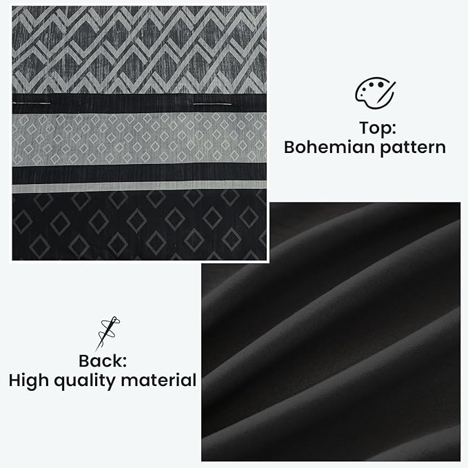 Cottolester Boho Comforter Set King Size,Black Gray Striped Bed in a Bag,Fall Plaid Comforter and Sheet Set,Soft Microfiber Complete Bedding Sets
