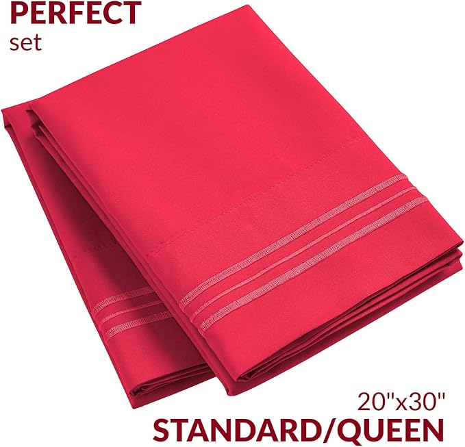 Mellanni Pillow Cases - Luxury, Extra Soft, Cooling Pillow Covers - 2 PC Iconic Collection Pillowcases - Envelope Closure (Standard/Queen 20" x 30", Hot Pink)
