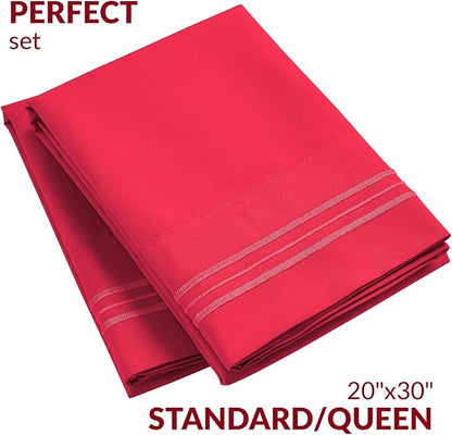 Mellanni Pillow Cases - Luxury, Extra Soft, Cooling Pillow Covers - 2 PC Iconic Collection Pillowcases - Envelope Closure (Standard/Queen 20" x 30", Hot Pink)