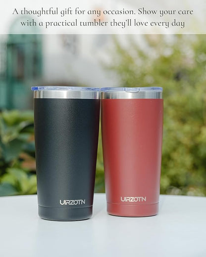 Travel Coffee Tumbler 20oz, Leakproof Travel Coffee Mug with Dual Lids and Straw, Stainless Steel Double Wall Vacuum Insulated Tumbler for Hot/Iced Drinks (White, Textured Matte)