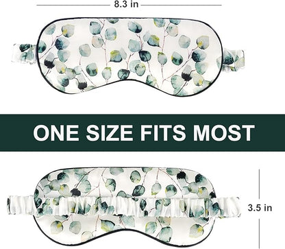 OLESILK 100% Natural Mulberry Silk Sleep Eye Mask Block Out Light, Fashion Printed Eye Mask Blindfold for Women Men Full Night Sleeping, Chic Eye Cover Eyeshade, Pattern 2