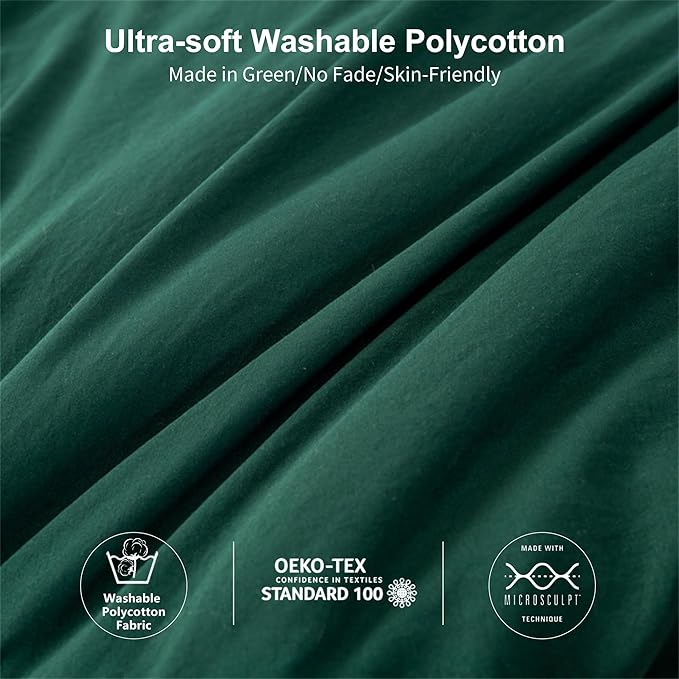 Softness Twin/Twin XL Bed Comforter Set, Comfy Cozy PolyCotton Bedding Blanket 1 Comforter Quilt & 1 Pillowcase Lightweight All Season for Kid Dorm Teens Girl Boy, Forest Emerald Hunter Green