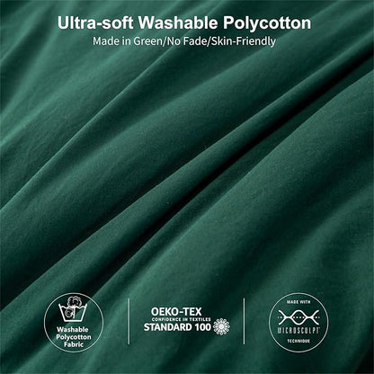 Ultra-Soft Emerald Green Queen Size Bed Comforters Sets - Comfy Cozy Polycotton Bedding Blanket Quilt Down Alternative Comforter & Pillowcase - Lightweight but Warm All Season, Forest Hunter