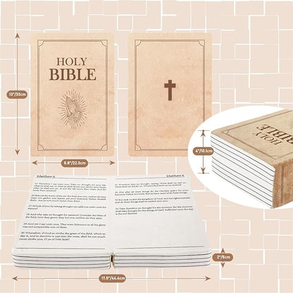The Holy Bible Pillow Plush- Book Shape, Openable, Cozy Faith Bible Pillow Christian Bible Verse Pillow (Beige)