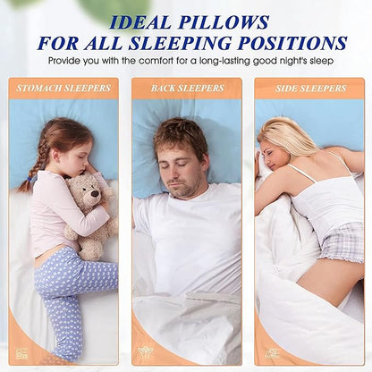 MZOIMZO Bed Pillows for Sleeping- King Size, Set of 2, Cooling Hotel Quality with Premium Soft Down Alternative Fill for Back, Stomach or Side Sleepers, Blue