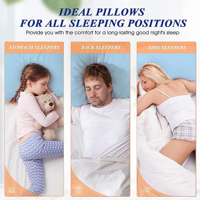 MZOIMZO Bed Pillows for Sleeping- Soft Density, Queen Size Set of 2, Cooling Hotel Quality with Premium Soft Down Alternative Fill for Back, Stomach or Side Sleepers, 45×70CM, Blue