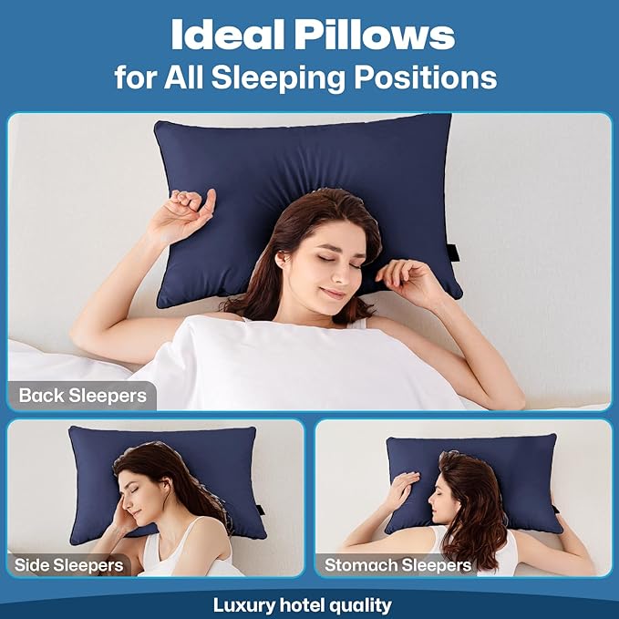 GOHOME Pillows King Size Set of 4 - Bed Pillows for Sleeping 4 Pack, Cooling Supportive Hotel Pillows with Premium Soft Down Alternative Fill for Side Stomach and Back Sleepers