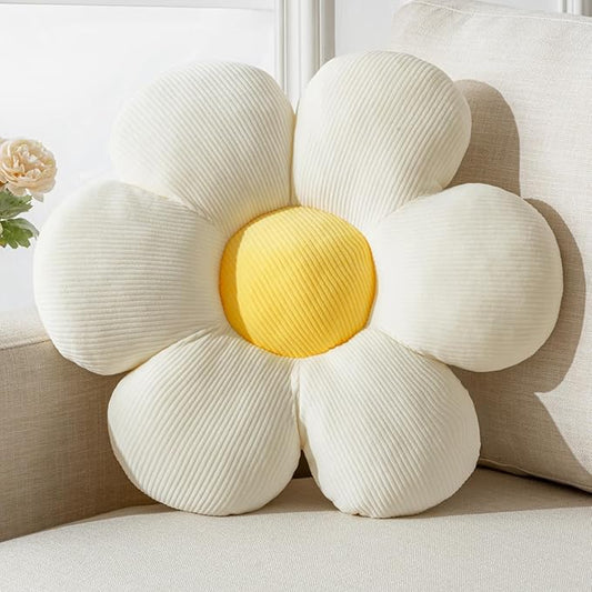 Flower Pillow, DecorativeThrow Pillow Cushion Seating six Petal 23.62" White Decorative Room Decor Cute Pillows for Couch Bed