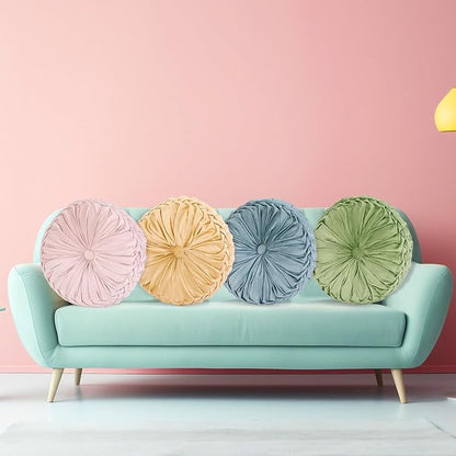 Yerliker 6 Pcs Floor Pillow Cushions 15inch Round Velvet Throw Pillows Colorful Flexible Cushions Alternative Pillows for Couch Chair Living Room Bedroom Home Office Decor(Pastel Color)