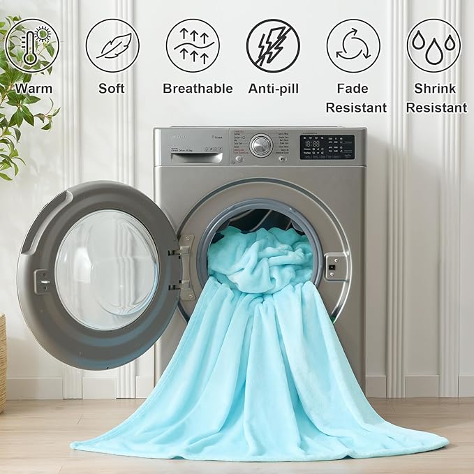 Hansleep Fleece Robin Egg Blue Full Blanket, Super Soft Flannel Fuzzy Plush Cozy Blanket for All Seasons, Robin Egg Blue, Full 84x90 Inches