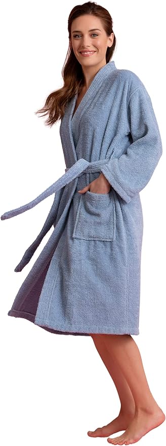Soft Touch Linen Women's Robe Terry Cotton Cloth- Kimono Style- Thick, Breathable & Comfortable- Lightweight & Absorbent